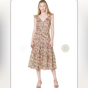 VERONICA BEARD Malgosia Floral-Print Tiered Midi Dress